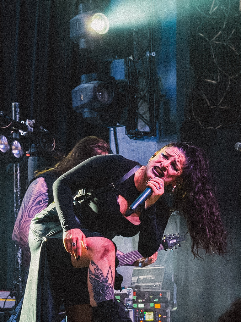 Chaney Crabb of Entheos mid-scream at Emo's Austin.