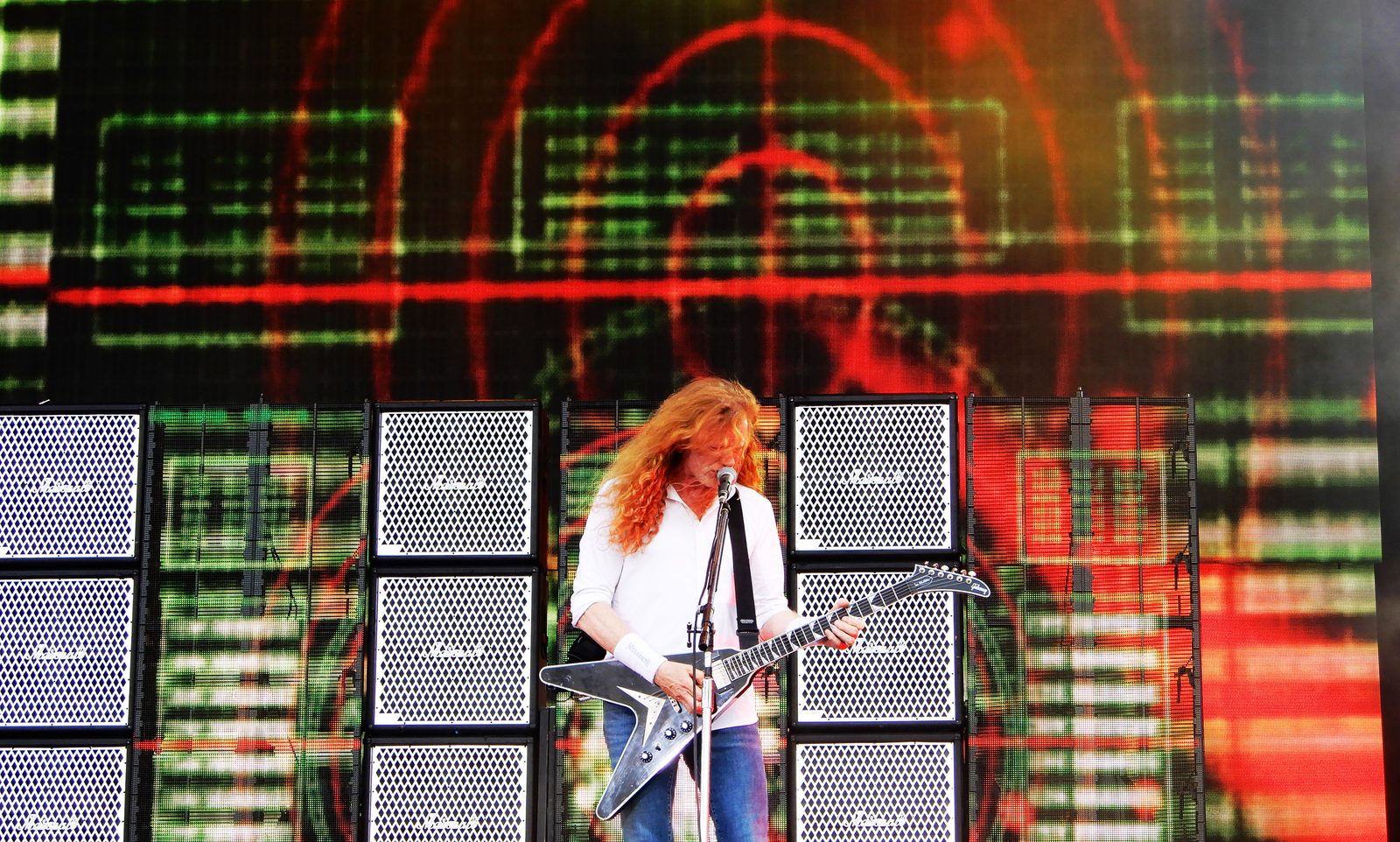 Dave Mustaine of Megadeth performing live at Hellfest 2022.